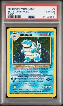 2000 POKEMON BASE SET 2 #2 BLASTOISE-HOLO PSA 8 - Image 1