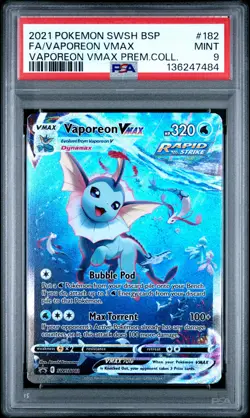 2021 POKEMON SWSH BLACK STAR PROMO #182 FULL ART/VAPOREON VMAX PSA 9 - Image 1
