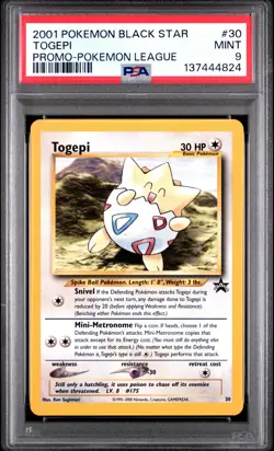 2001 POKEMON PROMO BLACK STAR POKEMON LEAGUE #30 TOGEPI PSA 9 - Image 1