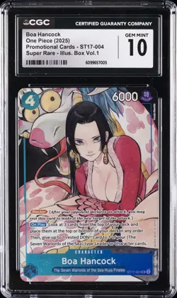 2025 ONE PIECE PROMO CARDS #ST17-004 BOA HANCOCK CGC 10 GEM MINT - Image 1
