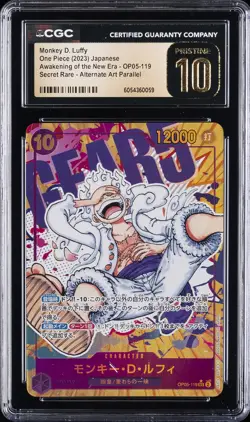 2023 ONE PIECE JAPANESE ALT ART #OP05-119 MONKEY D. LUFFY CGC 10 PRISTINE - Image 1