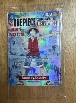 🔥One Piece Monkey D. Luffy College Basketball US Voyage Promo Card🔥 w Poster! - Image 1