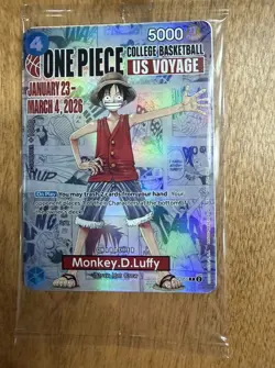 🔥One Piece Monkey D. Luffy College Basketball US Voyage Promo Card🔥 w Poster! - Image 3