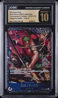 2025 ONE PIECE JPN TOURNAMENT FLAGSHIP BATTLE-TOP 8 RORONOA ZORO CGC 10 PRISTINE - Image 1