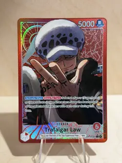 One Piece TCG The Azure Sea’s Seven OP14-001 Trafalgar Law Alt Art Leader - Image 1