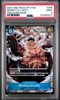 2025 ONE PIECE OP13-CARRYING ON HIS WILL TREASURE RARE MONKEY D. LUFFY PSA 9 - Image 1