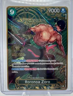 Roronoa Zoro RARE 2ND ANNIVERSARY GOLD FOIL PROMO ALT ART OP06-118 ONE PIECE NM - Image 1