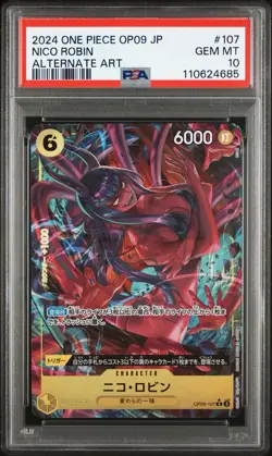 2024 ONE PIECE OP09 JP NICO ROBIN ALTERNATE ART #107 PSA 10 - Image 1