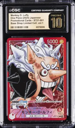 2025 ONE PIECE JPN BASE SHOP LIMITED COLL VOL. 1 MONKEY D. LUFFY CGC 10 PRISTINE - Image 1