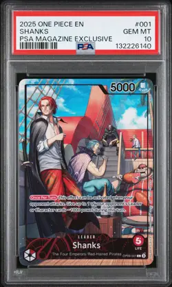 2025 ONE PIECE PROMOS PSA MAGAZINE EXCLUSIVE #001 SHANKS PSA 10 - Image 1