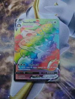 2020 Pokemon TCG Snorlax VMAX Rainbow Sword & Shield Secret Rare Card #206/202 - Image 1
