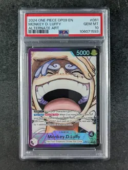 2024 One Piece MONKEY D LUFFY #OP09-061 Emperors In The New World Alt Art PSA 10 - Image 1