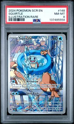 2024 POKEMON SCR EN-STELLAR CROWN ILLUSTRATION RARE #148 SQUIRTLE PSA 8 - Image 1