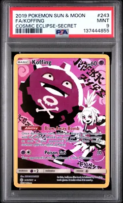 2019 POKEMON SUN & MOON COSMIC ECLIPSE SECRET #243 FULL ART/KOFFING PSA 9 - Image 1