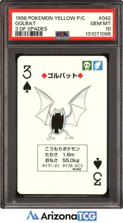 Pokemon 1998 Golbat 042 3 Of Spades Pokemon Yellow Playing Card Japanese PSA 10 - Image 1