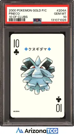 Pokemon 2000 Pineco 204A 10 Of Clubs Pokemon Gold Playing Card Japanese PSA 10 - Image 1