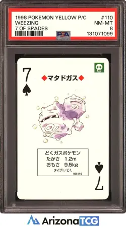 Pokemon 1998 Weezing 110 7 Of Spades Pokemon Yellow Playing Cards Japanese PSA 8 - Image 1