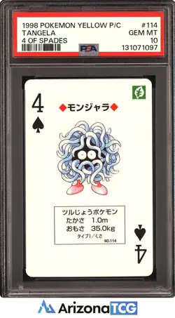 Pokemon 1998 Tangela 114 4 Of Spades Pokemon Yellow Playing Card Japanese PSA 10 - Image 1