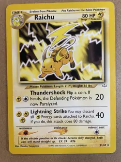 Pokemon TCG Raichu Neo Revelation Card 21/64 Unlimited Rare Non-Holo - Image 1
