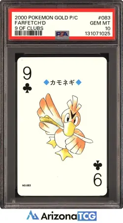 Pokemon 2000 Farfetch'd 083 9 Of Clubs Pokemon Gold Playing Card Japanese PSA 10 - Image 1