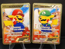 Pikachu Mario & Luigi CUSTOM Made Metal Card Collectible/Display Only - Image 1
