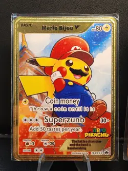 Pikachu Mario & Luigi CUSTOM Made Metal Card Collectible/Display Only - Image 3