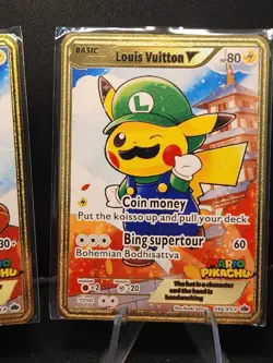 Pikachu Mario & Luigi CUSTOM Made Metal Card Collectible/Display Only - Image 4