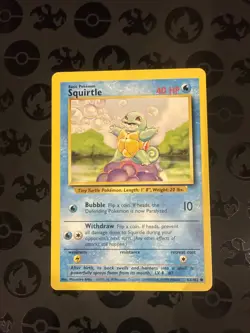 Pokemon TCG Squirtle Card #63/102 Common, Unlimited, Base Set - Image 1