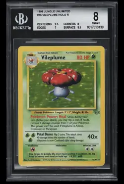 🍃 Vileplume 15/64 Pokemon Card Holo - 1999 Jungle Set, BGS 8 - Image 1