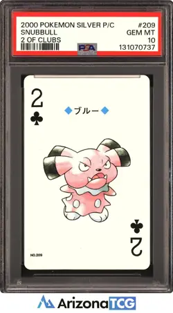 Pokemon 2000 Snubbull 209 2 Of Clubs Pokemon Silver Playing Card Japanese PSA 10 - Image 1