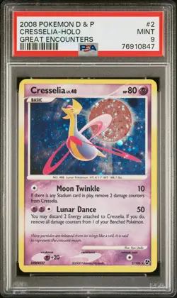 PSA 9 Cresselia Holo 2/106 Great Encounters Pokemon Card - Image 1