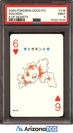Pokemon 2000 Goldeen 118 6 Of Hearts Pokemon Gold Playing Card Japanese PSA 9 - Image 1