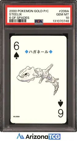 Pokemon 2000 Steelix 208A 6 Of Spades Pokemon Gold Playing Card Japanese PSA 10 - Image 1