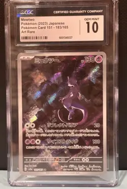 CGC 10 Mewtwo 183/165 SV2a 151 Art Rare Japanese Pokemon Card GEM MINT - Image 1