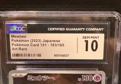 CGC 10 Mewtwo 183/165 SV2a 151 Art Rare Japanese Pokemon Card GEM MINT - Image 5