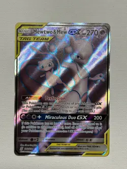 Mewtwo & Mew GX Full Art Holo Card 222/236, Pokemon Tcg, Unified Minds, Nm+ - Image 1