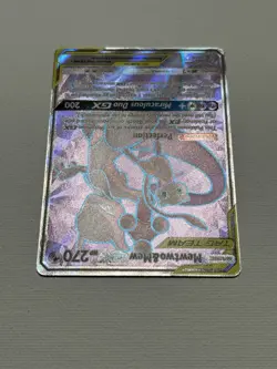Mewtwo & Mew GX Full Art Holo Card 222/236, Pokemon Tcg, Unified Minds, Nm+ - Image 3