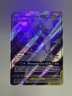 Mewtwo & Mew GX Full Art Holo Card 222/236, Pokemon Tcg, Unified Minds, Nm+ - Image 4