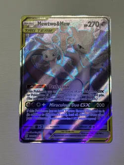 Mewtwo & Mew GX Full Art Holo Card 222/236, Pokemon Tcg, Unified Minds, Nm+ - Image 5
