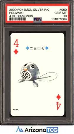Pokemon 2000 Poliwag #060 4 Of Diamonds Silver Playing Card Japanese PSA 10 - Image 1