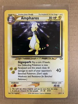 Pokemon TCG Ampharos Neo Genesis Holo Card Rare 1/111 - Image 1