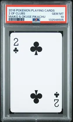 2016 POKEMON PLAYING CARDS MAIKO PIKACHU & OKUGE PIKACHU 2 OF CLUBS PSA 10 - Image 1
