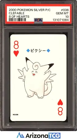 Pokemon 2000 Clefable 036 8 Of Hearts Silver Playing Cards Japanese PSA 10 - Image 1