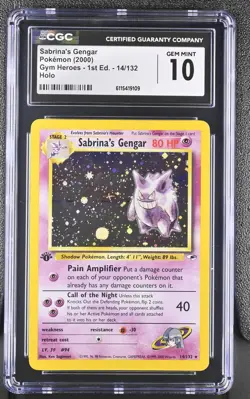 CGC 10 GEM MINT Sabrina's Gengar Gym Heroes 1st Edition 14/132 Holo Pokemon Card - Image 1