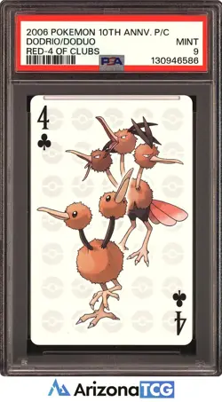 Pokemon 2006 Dodrio/Doduo 4 Of Clubs 10th Anniversary Playing Card PSA 9 - Image 1