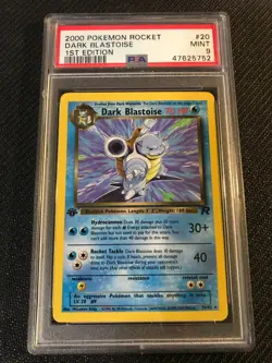 PSA 9 MINT Dark Blastoise 20 Team Rocket 1st Edition Pokemon Card - Image 1