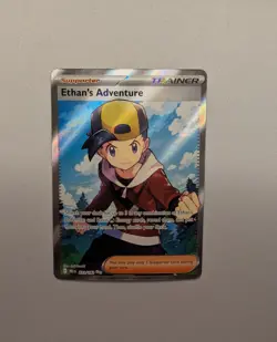 Pokemon TCG Trainer Ethan's Adventure Holo Card 221/182 Ultra Rare - Image 1