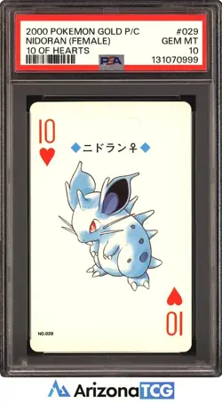 Pokemon 2000 Nidoran 029 10 Of Hearts Gold Playing Card Japanese PSA 10 - Image 1