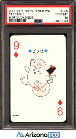 Pokemon 2000 Clefairy 035 9 Diamonds Silver Playing Cards Japanese PSA 10 - Image 1