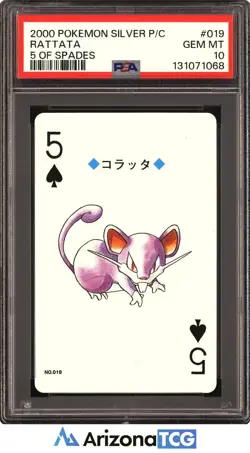 Pokemon 2000 Rattata 019 5 Of Spades Pokemon Silver Playing Card Japanese PSA 10 - Image 1